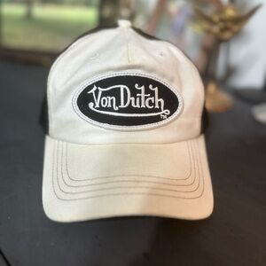 Von Dutch Cream and Black Logo Cap